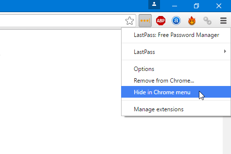 Hide Google Chrome Extensionf rom toolbar