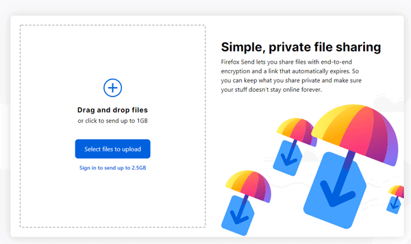 Setup And Use Firefox Send To Share Files Online