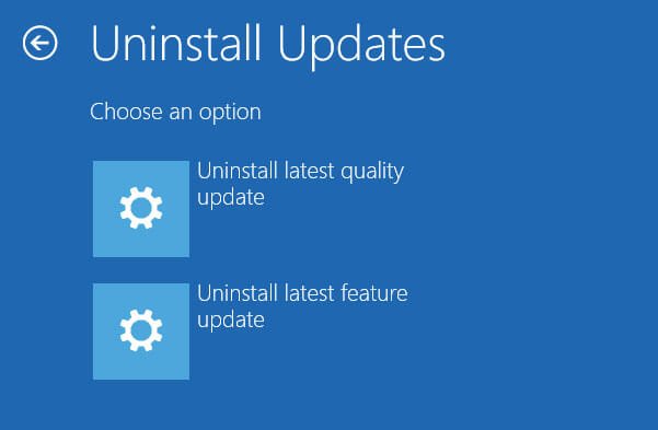 How to uninstall windows 10 updates if pc not booting