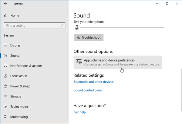 Set Different Sound Output and Level for Different Apps in Windows 10