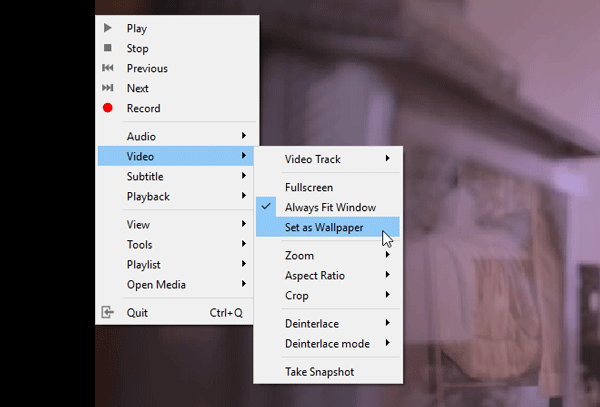 Set Video Wallpaper Using VLC Media Player