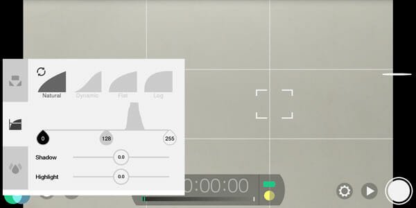 Change Highlight and Shadow in Live Camera in Filmic Pro