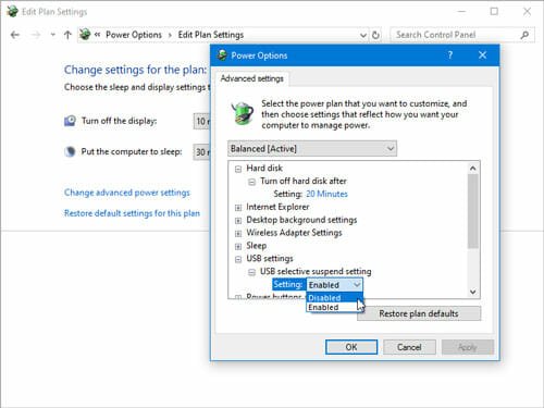 Turn Off USB Selective Suspend Setting