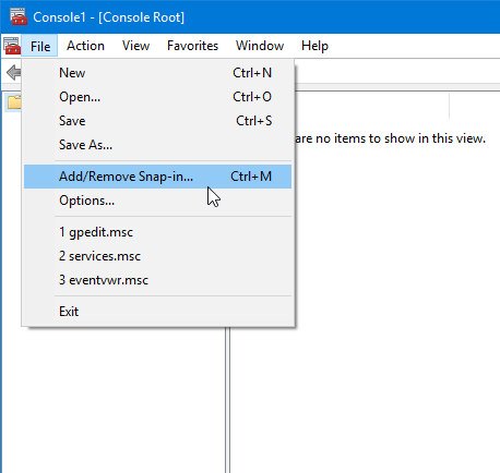 Add or remove snap in in windows