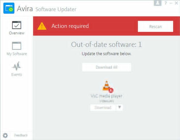 Avira Software Updater software update screen