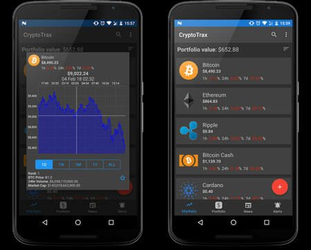 CryptoTrax Cryptocurrency Management Apps for Android and iOS