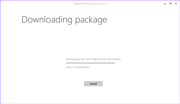 Downloading Windows phone software package