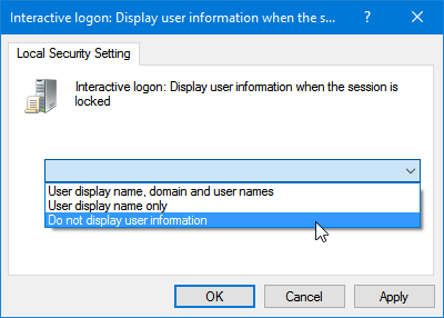 Hide User Information from Windows 10 Login Screen using Group Policy Editor