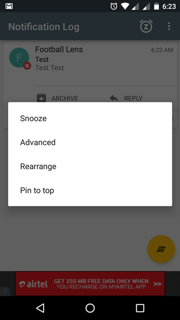 Notif Log Snooze Android notifications
