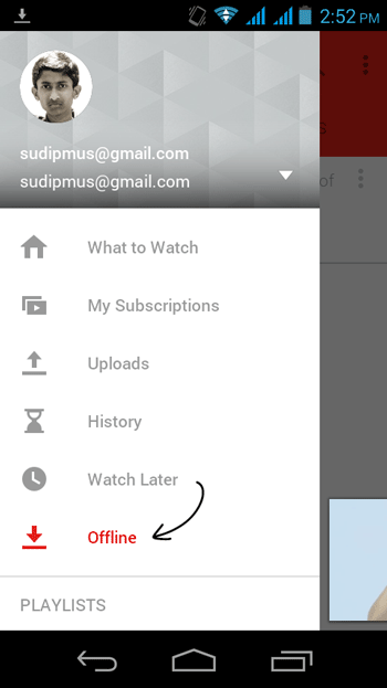 Open Offline Videos in YouTube for Android