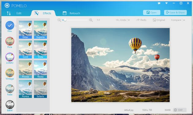 Pomelo - Get Instagram Like Effects on Windows