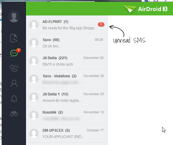 SMS on AirDroid