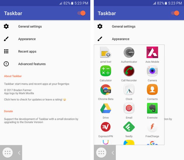 Taskbar working on Android