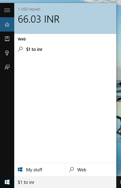 Use Cortana as currency converter