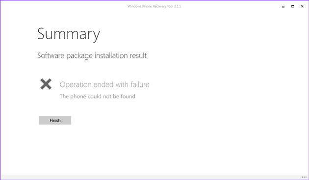 Windows phone software installation error message