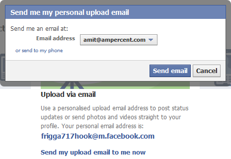 Facebook upload email address