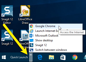 get quick launch bar on windows 10