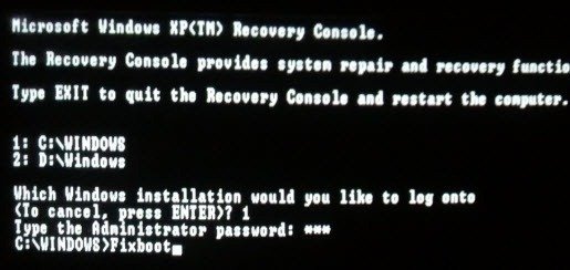 Vista Recovery Console Options
