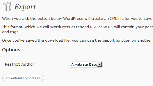 Download WordPress posts Export file