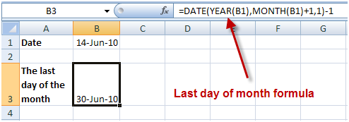 Last dau of month in Excel