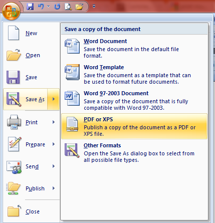 Save or Export a Word Document as PDF